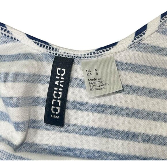 H&M DIVIDED Women's Size 6 Blue White Striped Nautical Dress Sundress - Picture 9 of 12